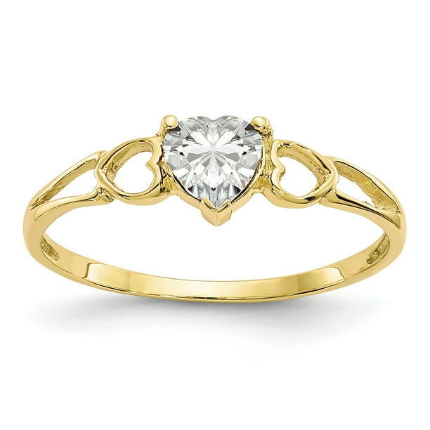 Size 7 14K Solid Yellow Gold Star With Tiny Heart Fancy CZ Ring Size 7 14K Solid Yellow Gold Star With Tiny Heart Fancy CZ Ring